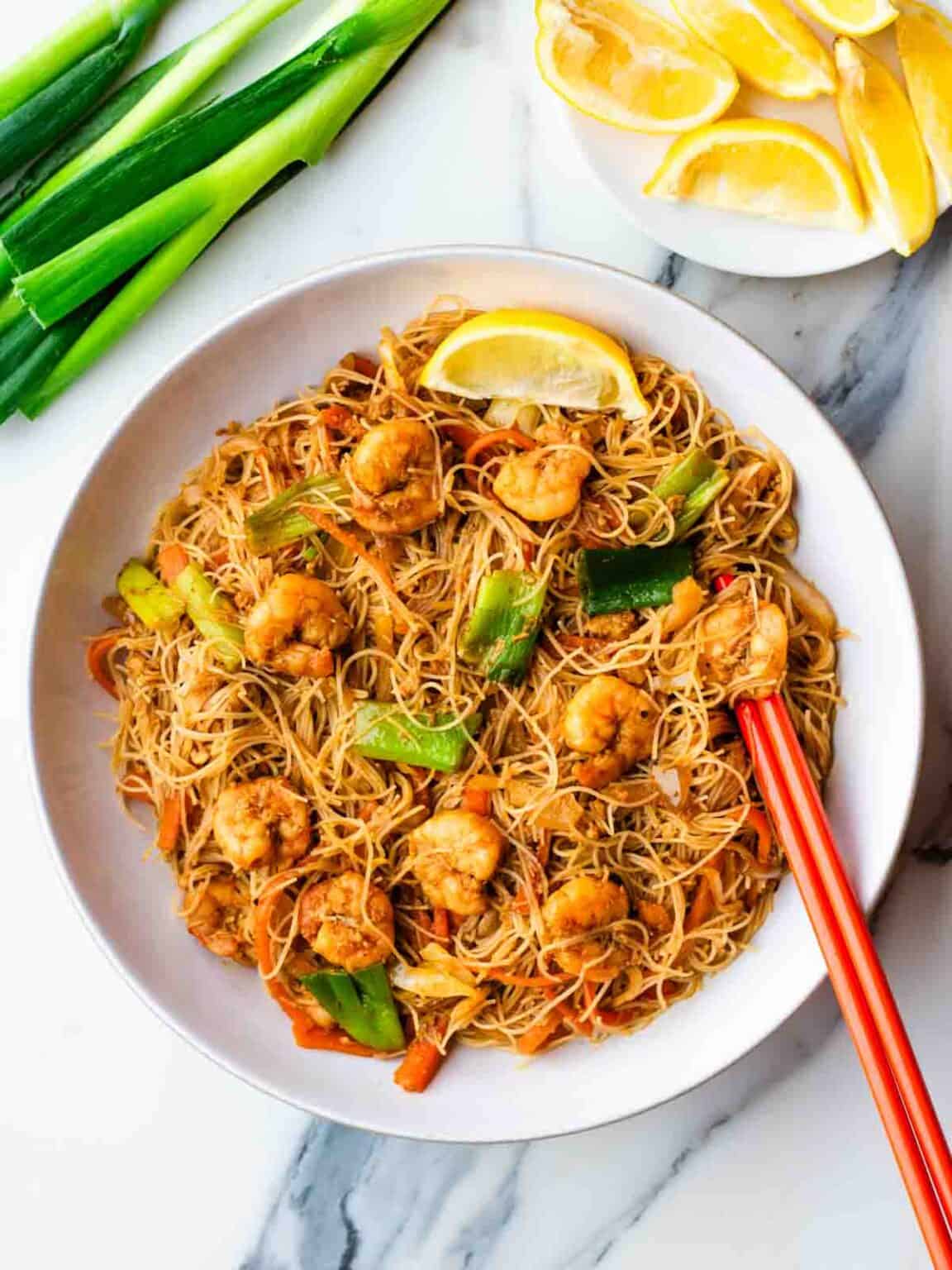 Easy Shrimp Mei Fun Recipe Singapore Rice Noodles Tastefully Vikkie