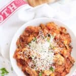 grated cheese birdseye view of slimming world pasta dish