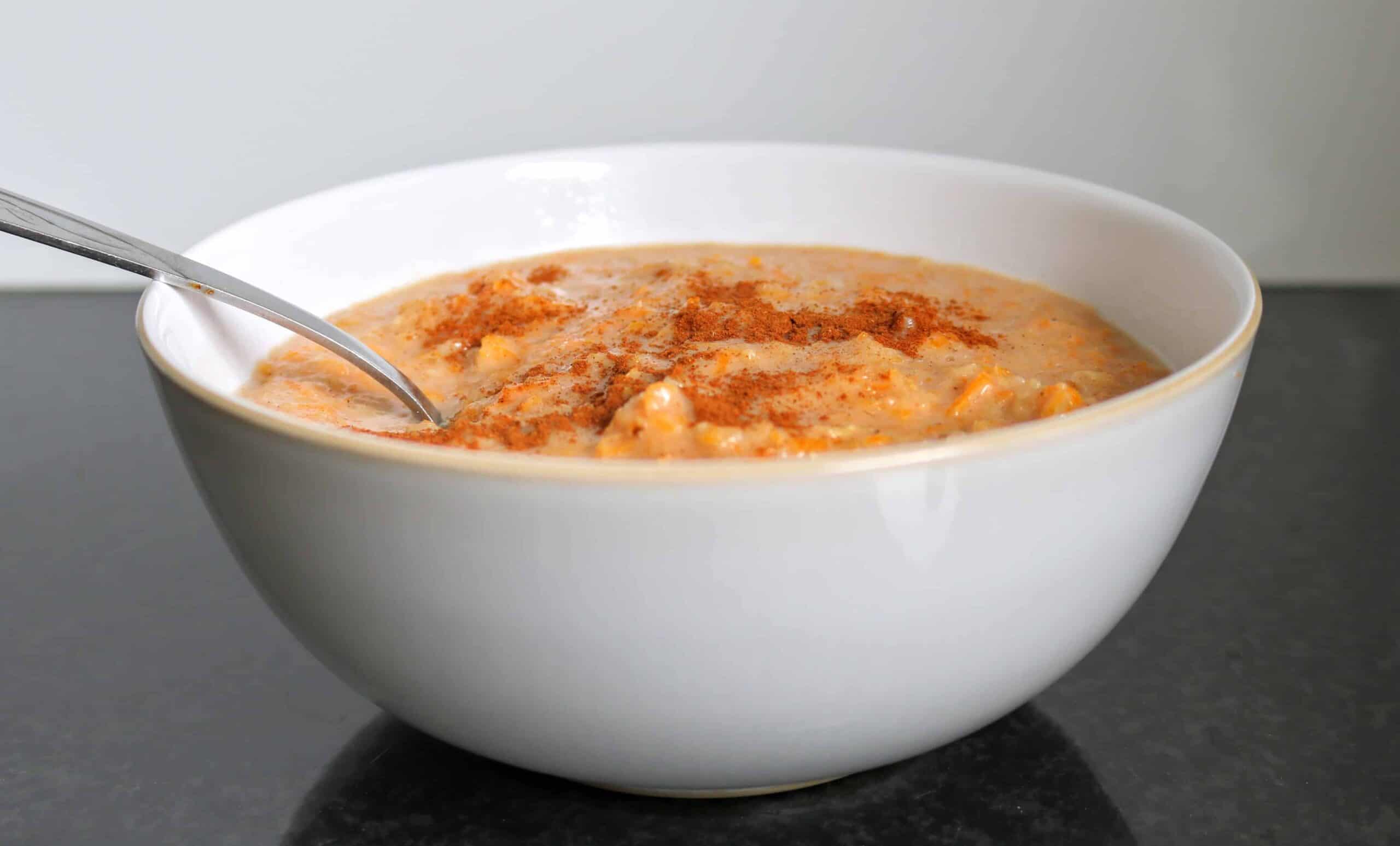 slimming world Syn Free Carrot & Parsnip Porridge in white bowl