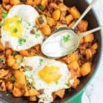 Spanish Chorizo and Butternut Hash topped with eggs