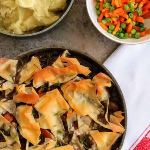 Slimming World 3 Syn Each One Pan Steak & Ale Filo Pastry Pie