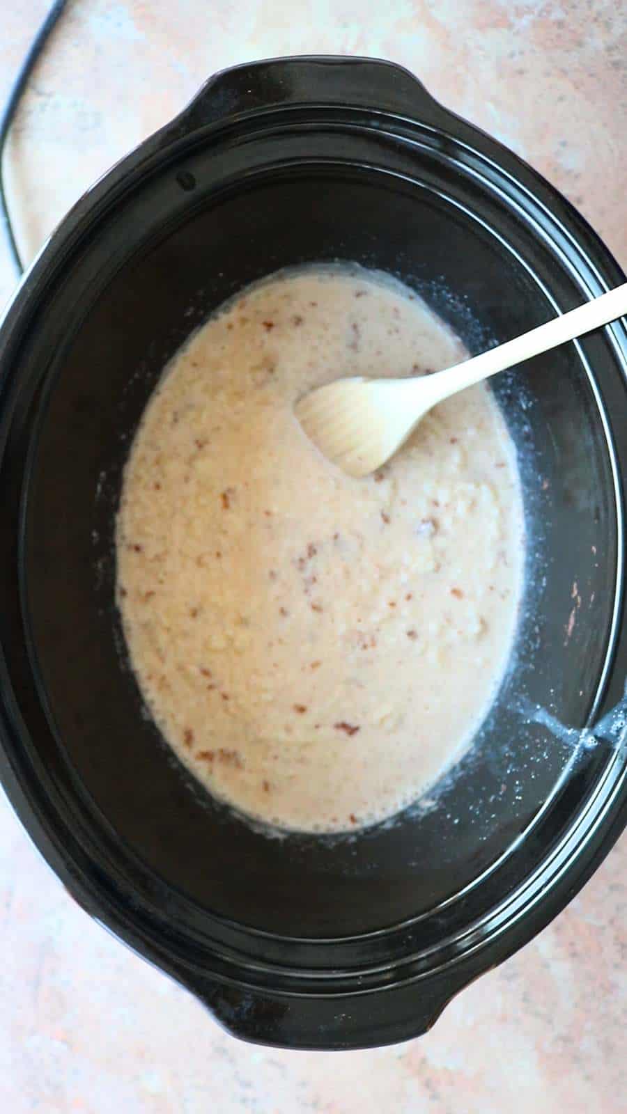 planted based rice pudding cooked in a slow cooker