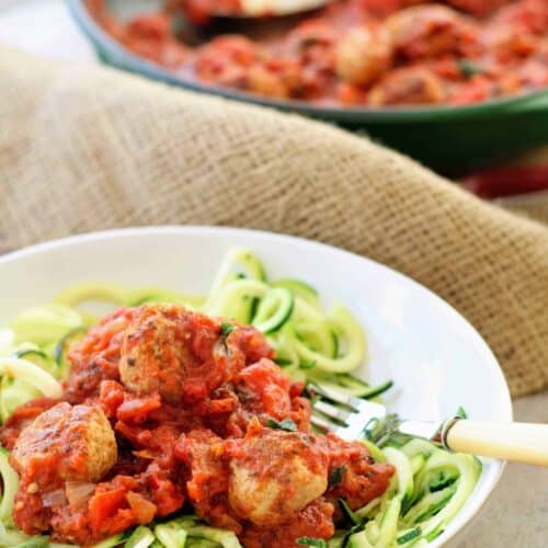 Slimming World Syn Free Turkey Meatballs in Tomato Sauce with Courgetti