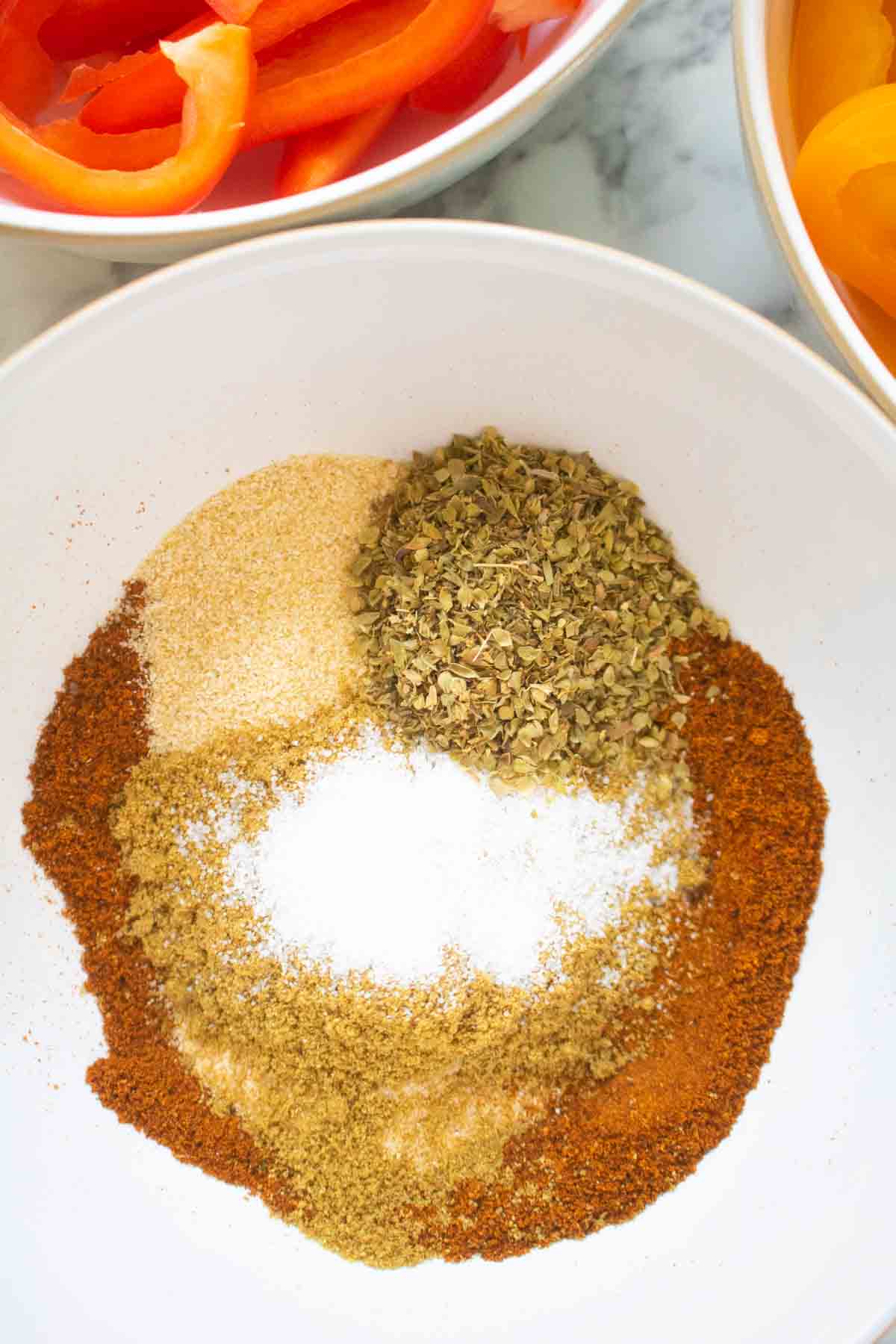 bowl of homemade fajita seasoning mix