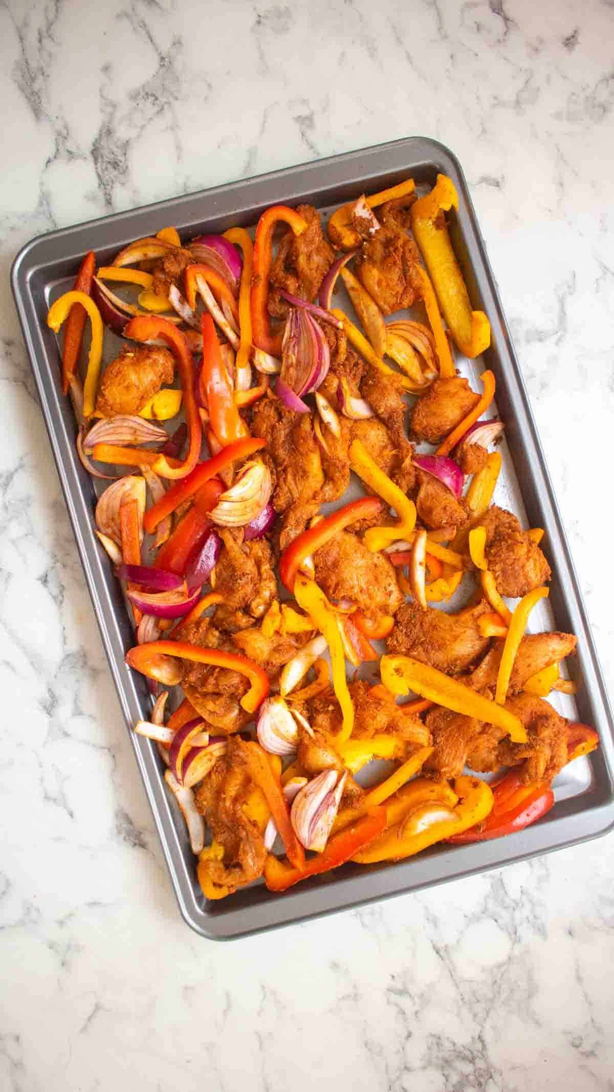chicken fajita recipe as a traybake