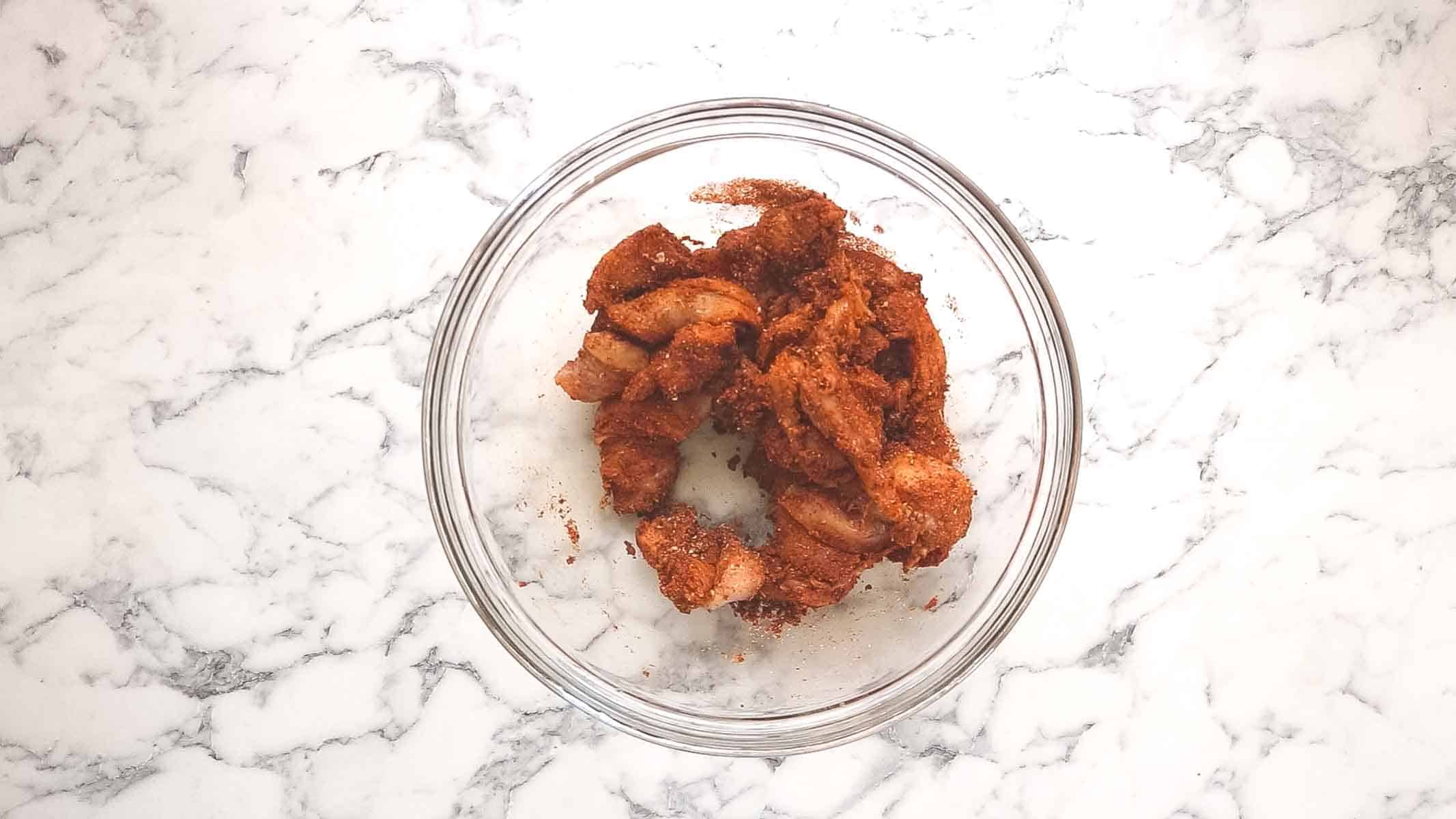 coated chicken in fajita mix