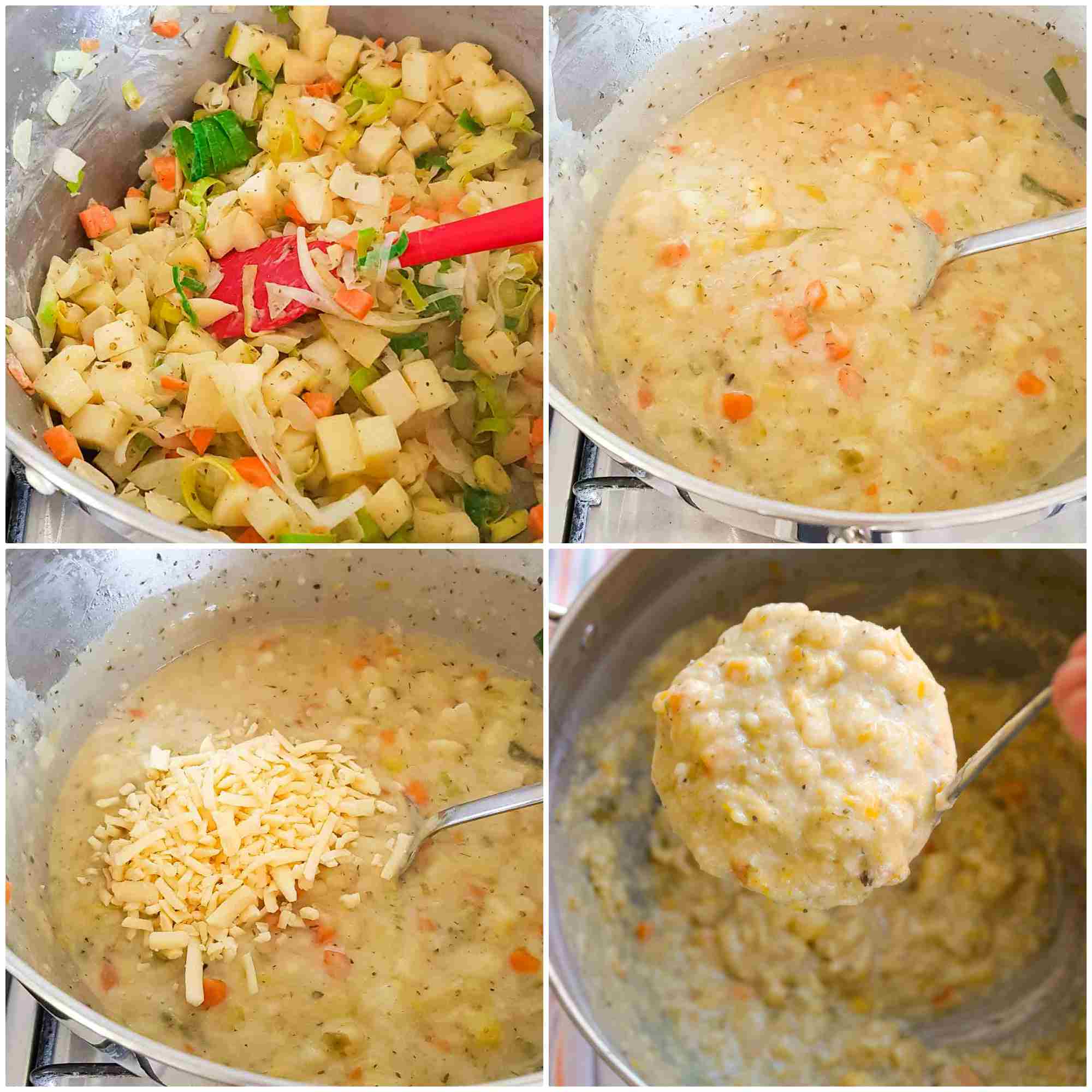 Step by steps on how to make cheese and potato soup
