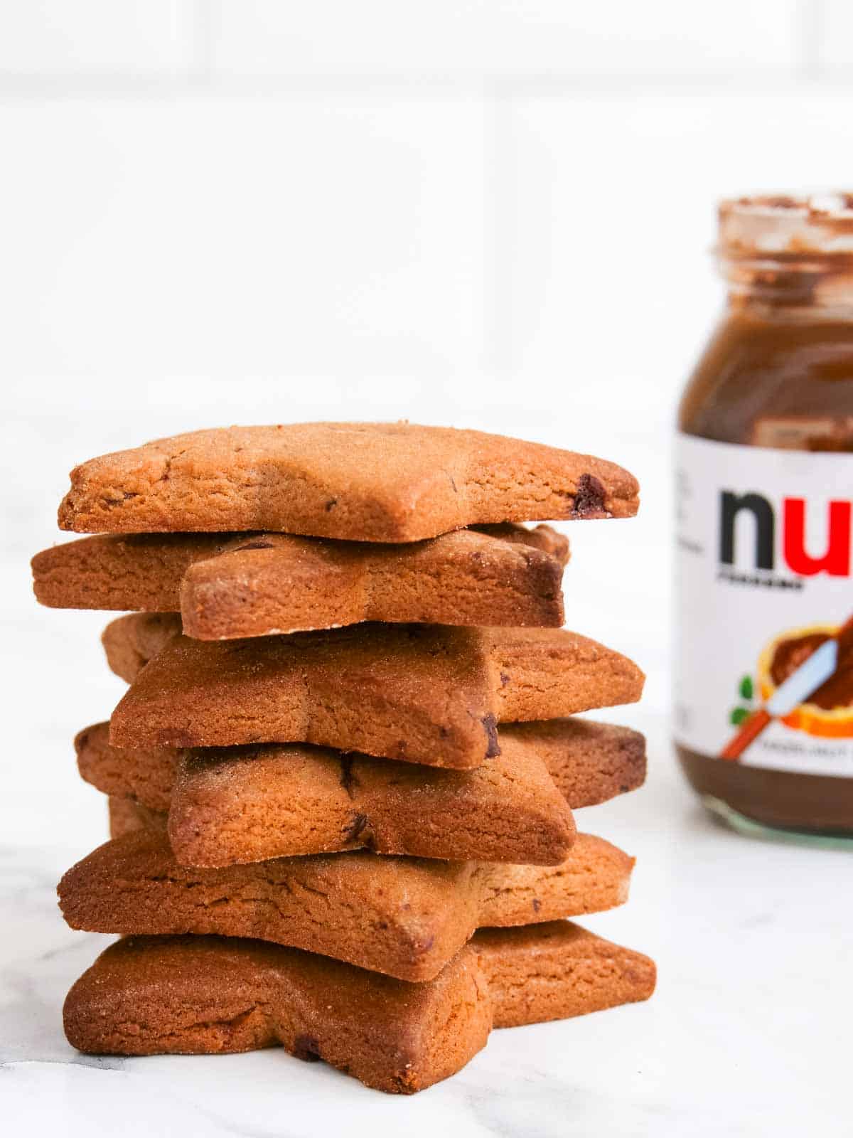 stack of star shaped Nutella biscuits, 100 calroies each