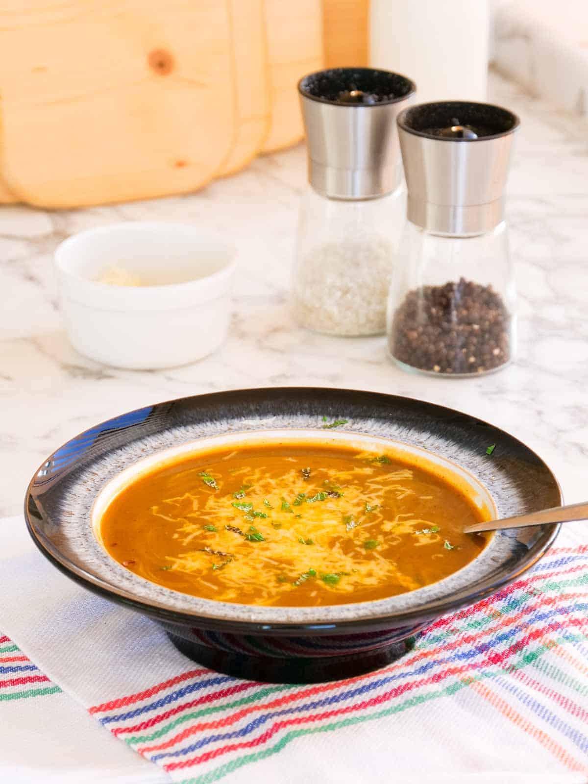 Spicy squash soup made in the soup maker