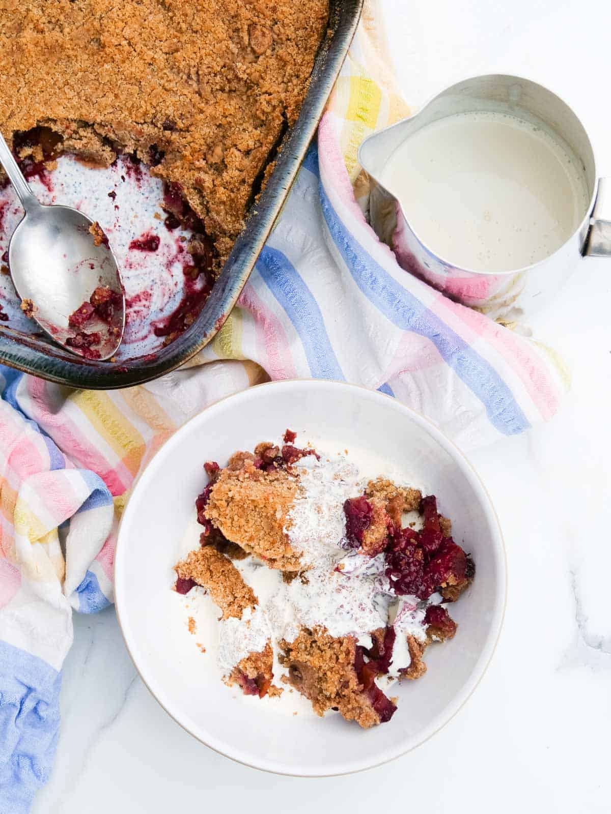 gluten free apple berry crumble with vegan double cream