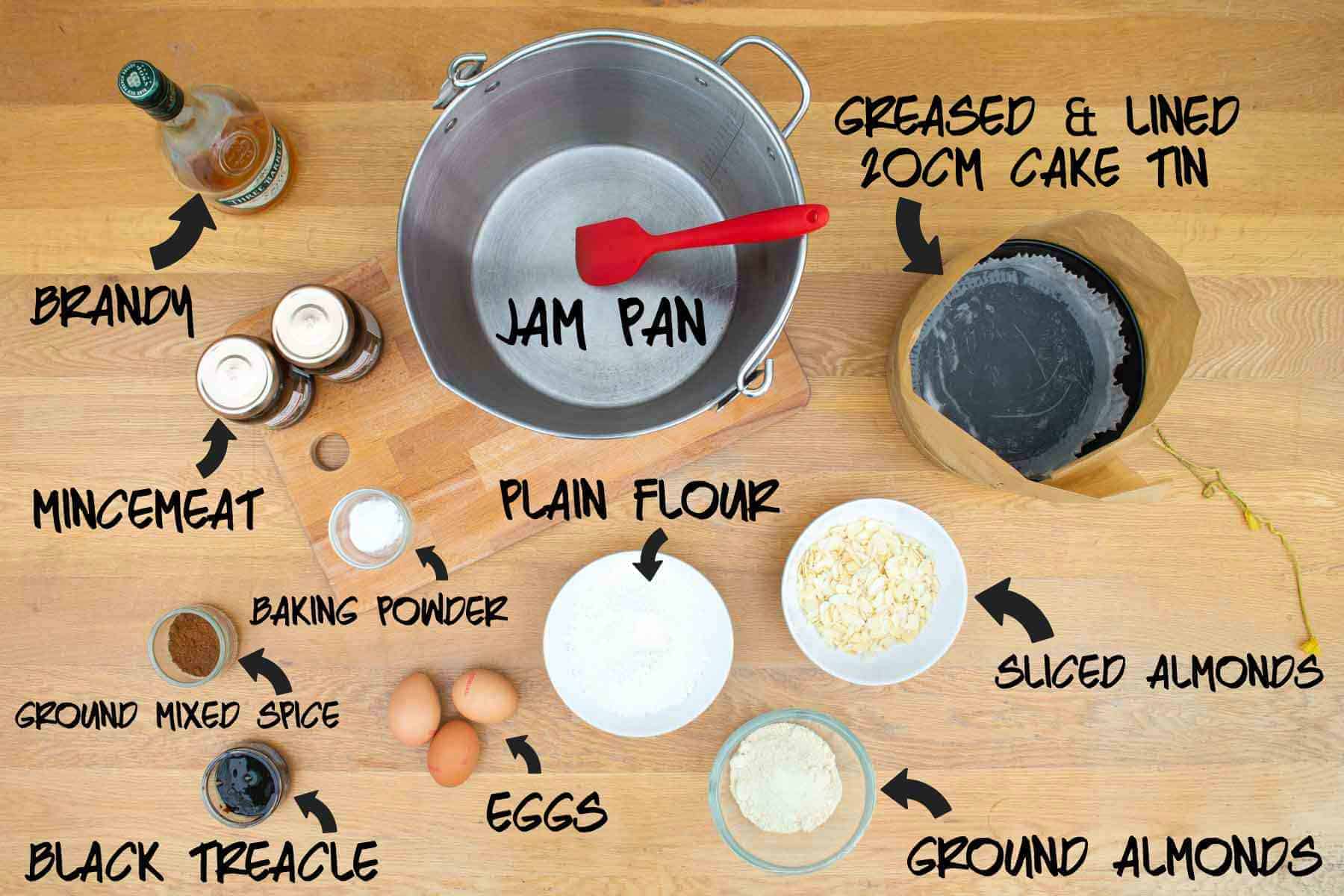 homemade mincemeat ingredients and cooking apparatus.