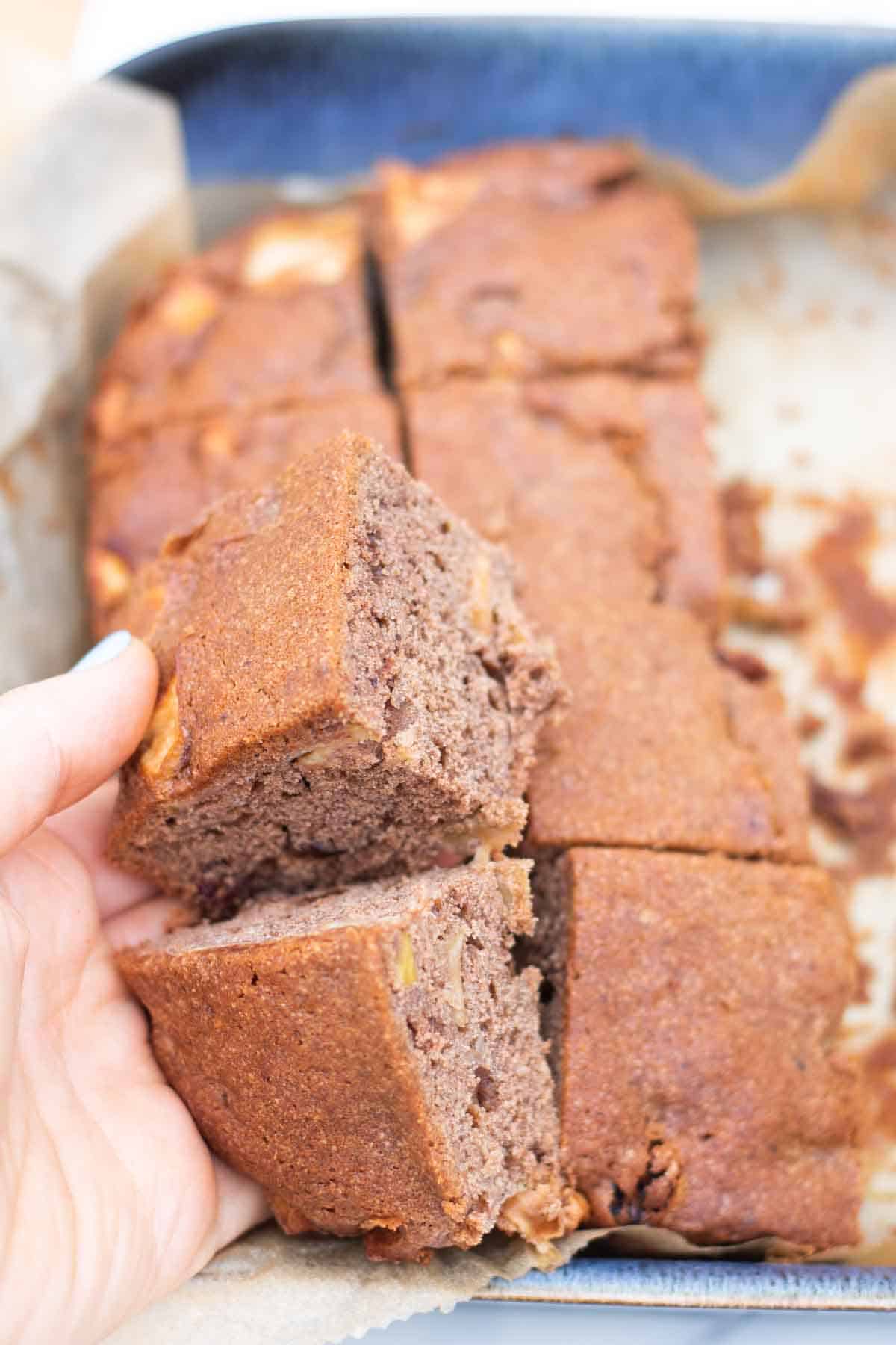 Apple tea or coffee cake, cut into squares to serve