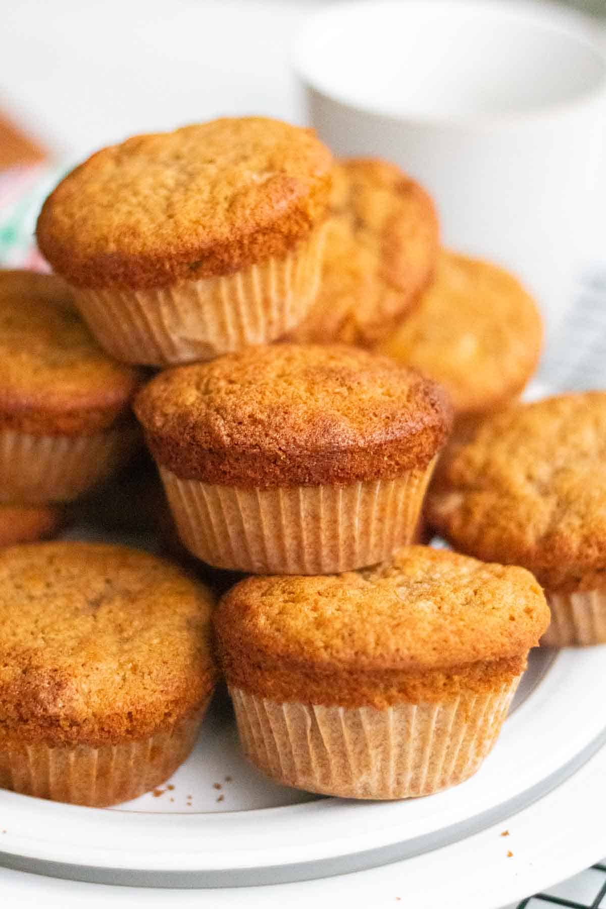 Close up of banana muffin in paper cases