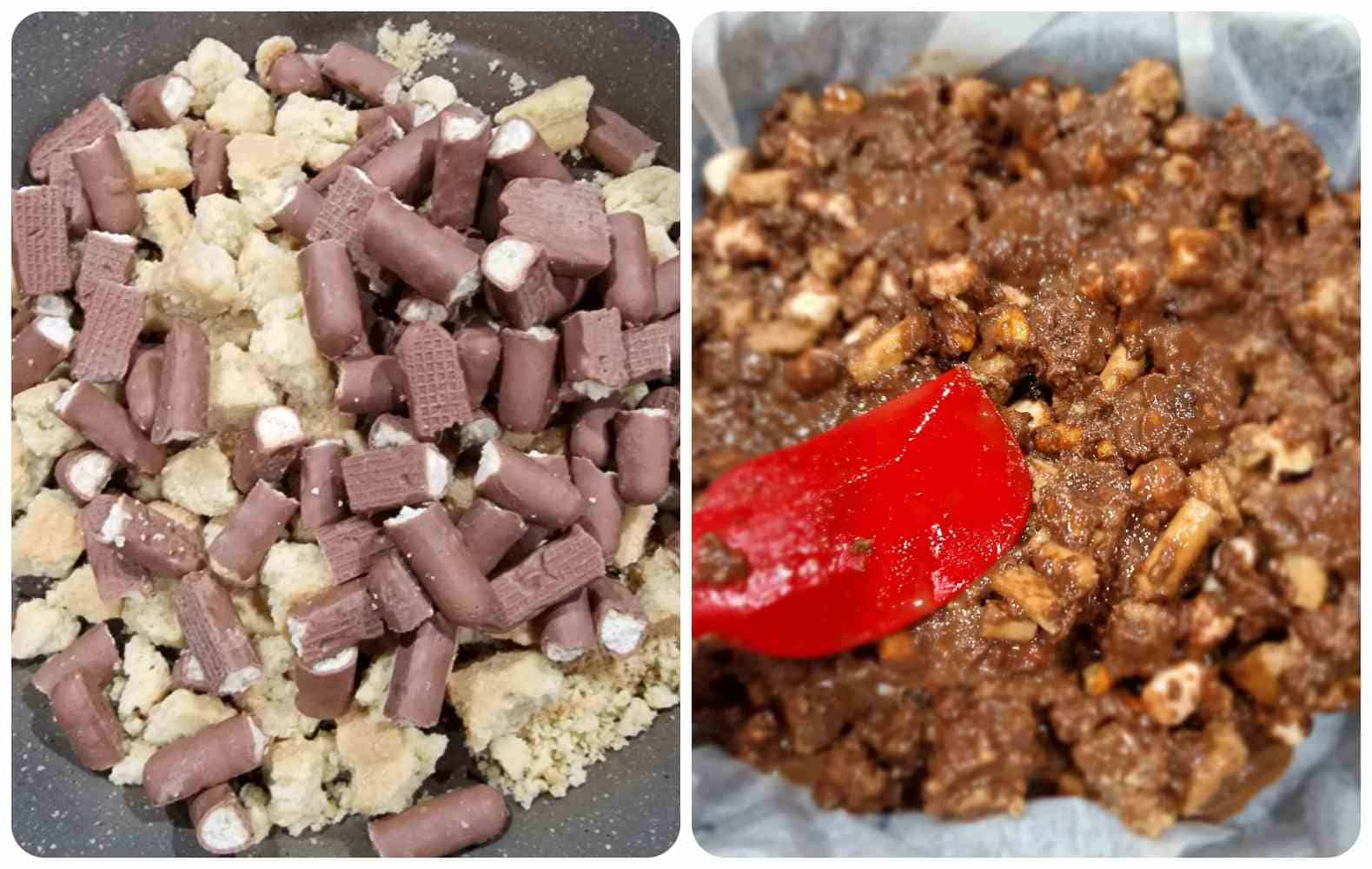 2 steps on how to make rocky road