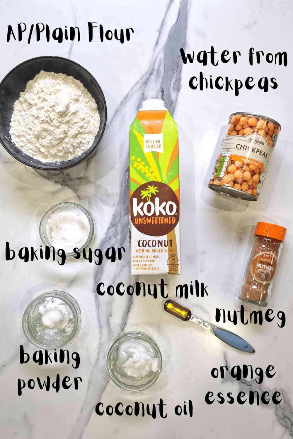 List of German ingredients for a basic recipe to make a Vegan Dutch pancake