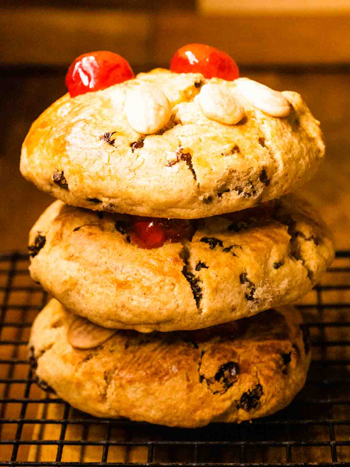 Stack of 3 Fat Rascals on a cooling rack