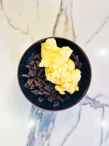 butter and dark chocolate in a small bowl before melting in the microwave