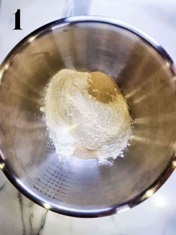 dry ingredients in a large stainless steel mixing bowl