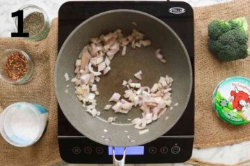 Sauteing onions in a pan with frylight for Syn Free soup