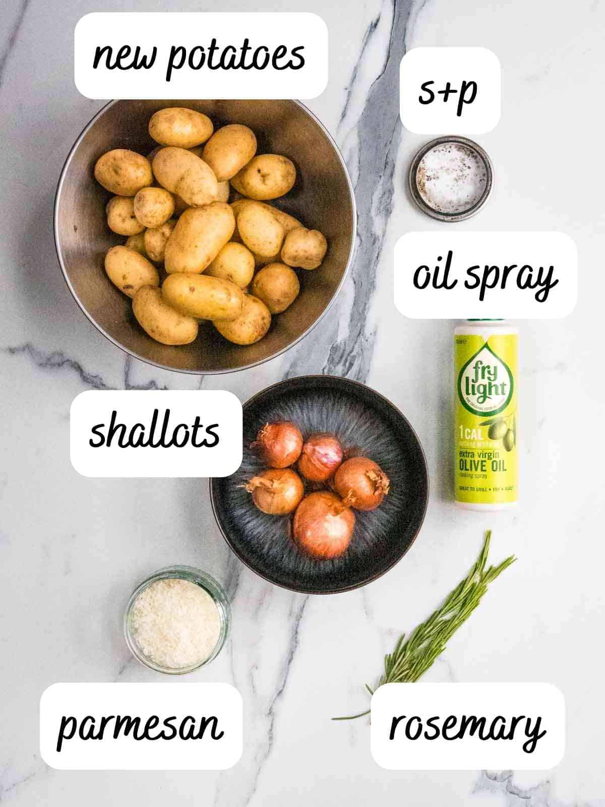 labelled ingredients for healthy smashed new potatoes