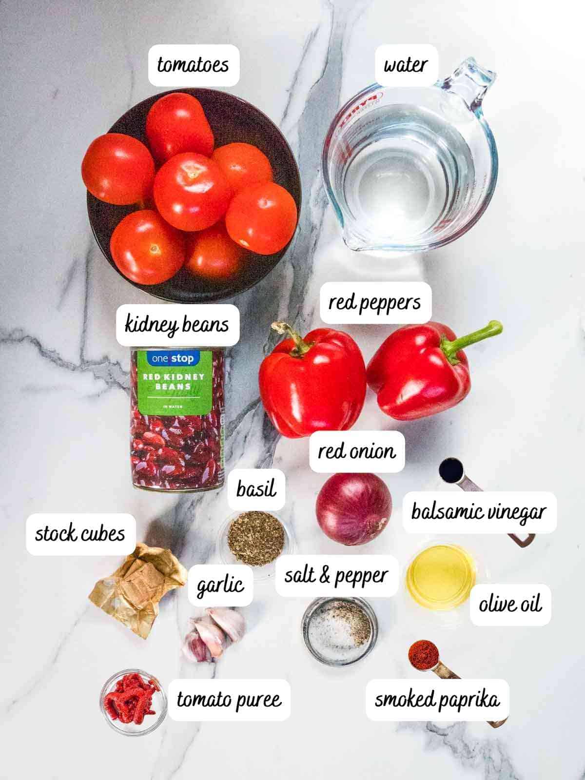 ingredients needed for roast tomato red pepper soup