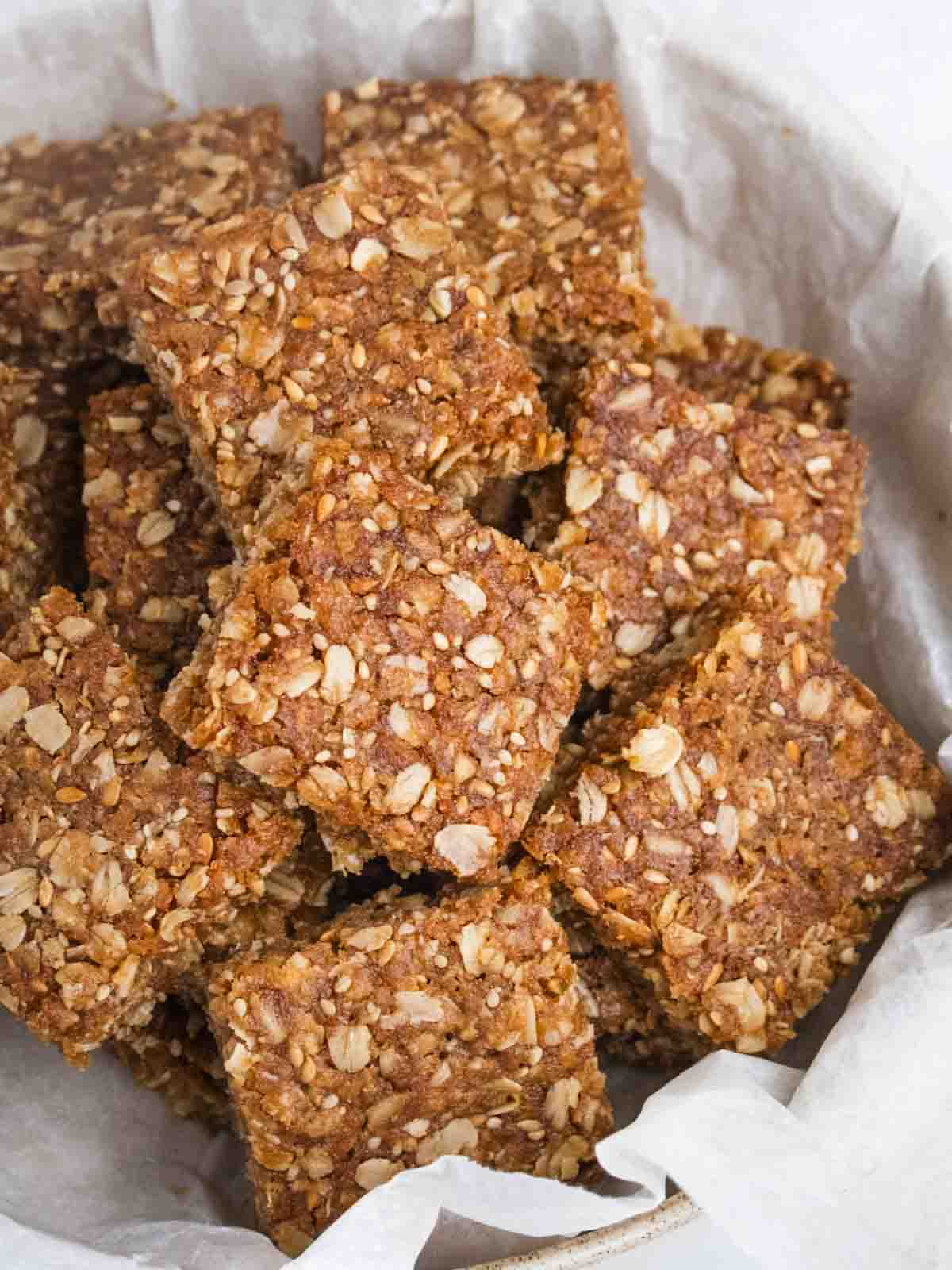 oat crunchies without coconut and replaced with seeds in a bowl